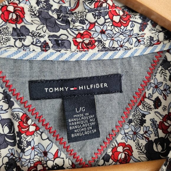 Tommy Hilfiger Women's Size Large Floral Dress Long Sleeve Button Down Shirt - Picture 5 of 11